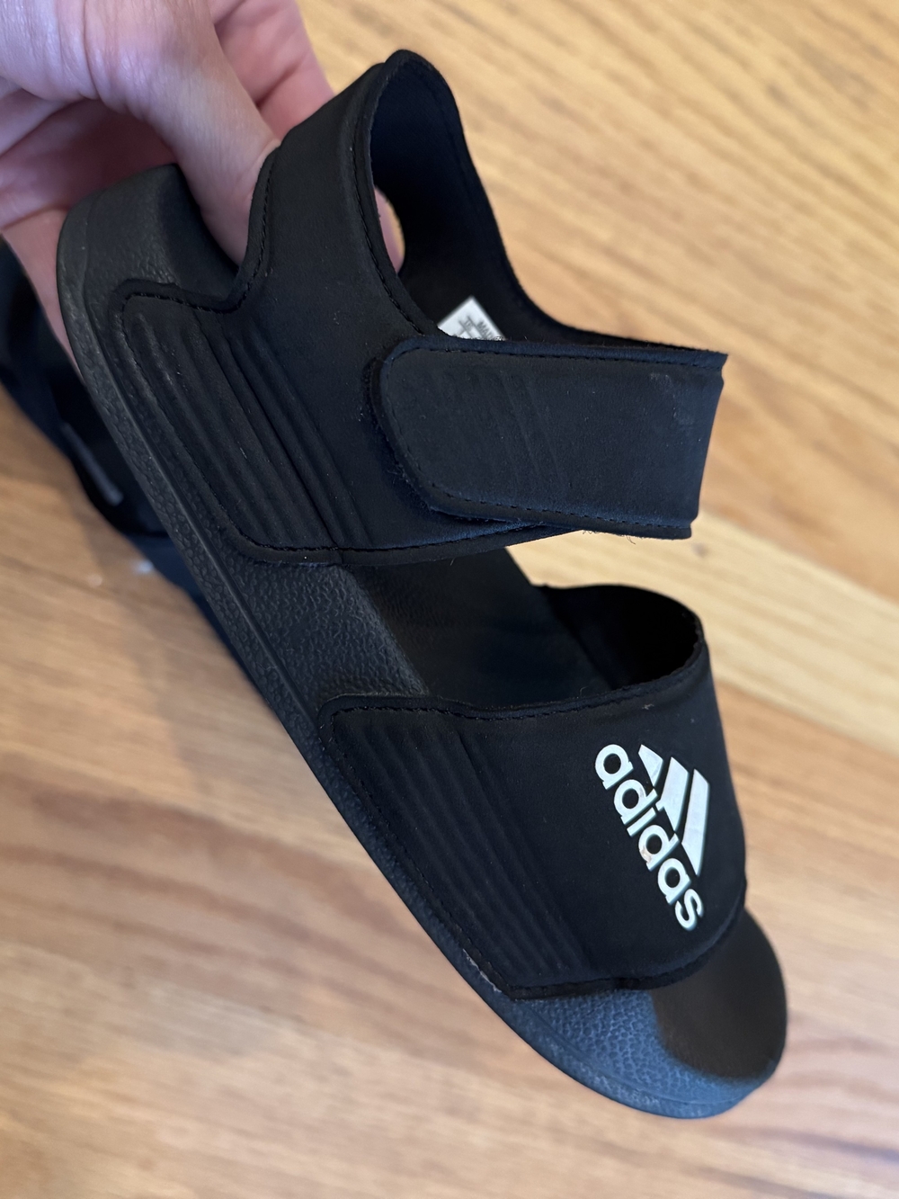 Adidas Adilette Black Sandal with White Logo Straps Size 1